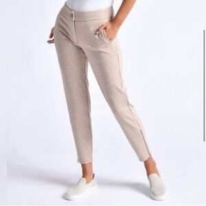 Betabrand Beige Checkered Skinny Pants